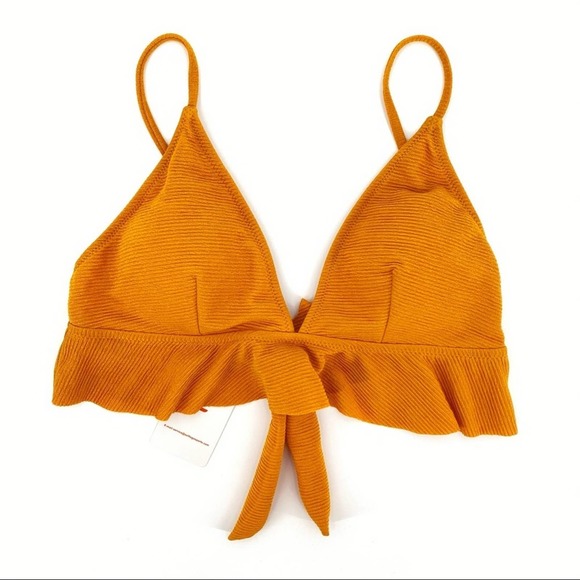 NEW Selfiego Orange Ruffle Bikini Swim Top - Picture 2 of 8